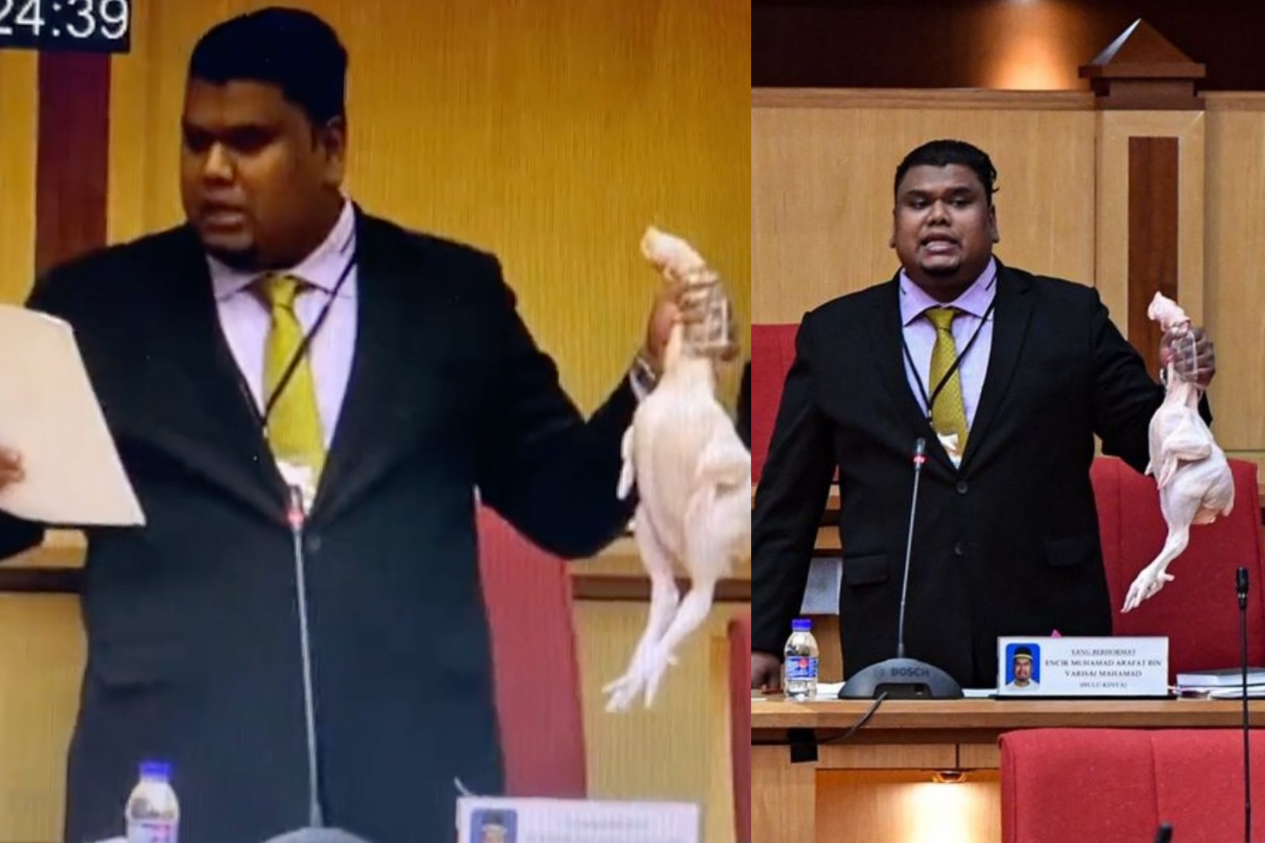 Geram Harga Ayam Tak Turun, Wakil Rakyat Bawa Ayam Segar ‘Masuk’ Sidang DUN Perak