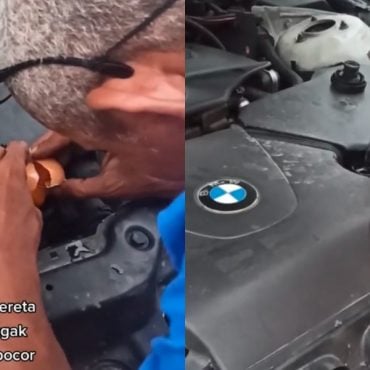 Lelaki masukkan telur dalam tangki untuk 'tampal tangki bocor
