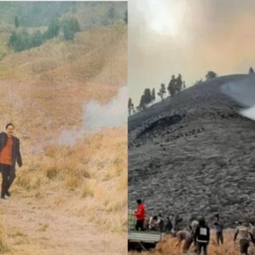 Gunung Bromo terbakar