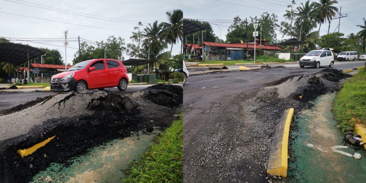 Sebahagian jalan raya Sabah jadi semula macam permukaan bulan