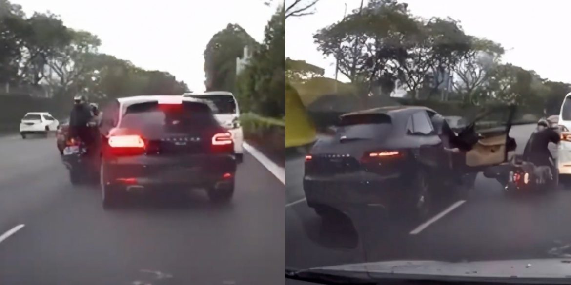 Bagai Jatuh Ditimpa Tangga, Kereta Porsche Lelaki Singapura Dirakam Kena Langgar Dua Motosikal