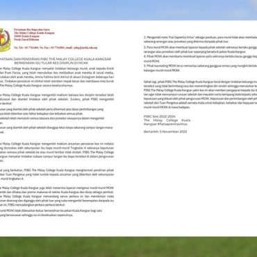 PIBG MCKK kesal kes buli ditularkan.