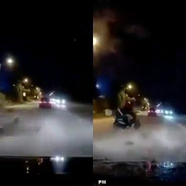 Gara-Gara Jalan Berlubang Teruk, 'Rider' Terbabas Nyaris Masuk Lorong Bertentangan
