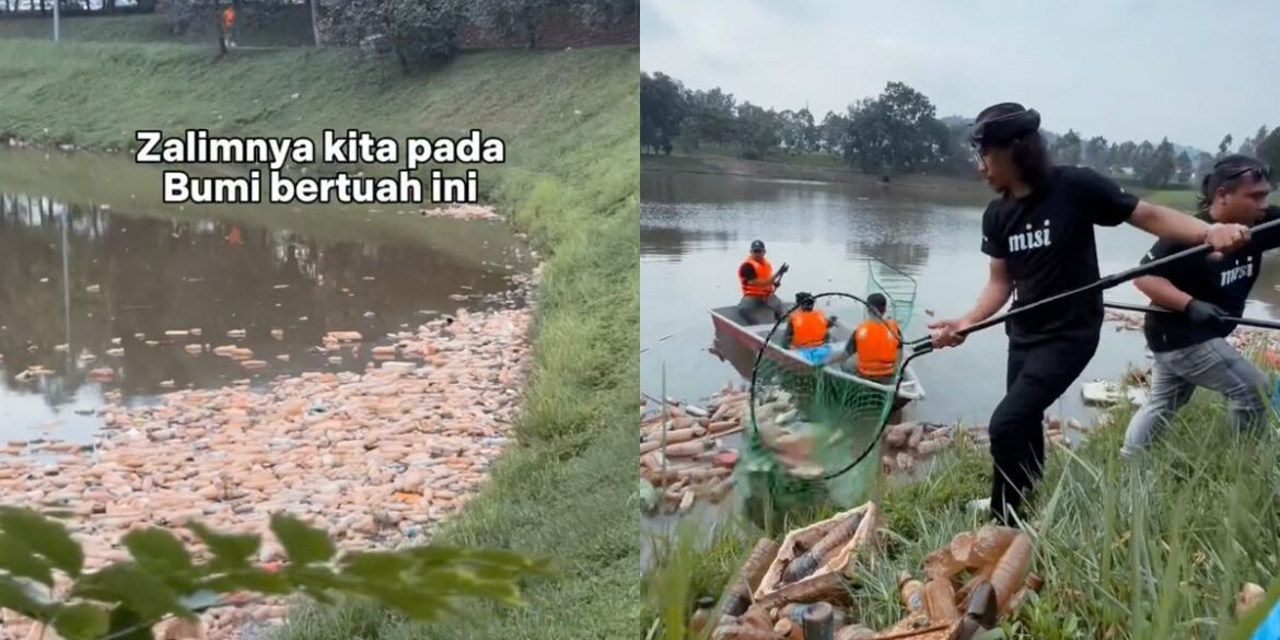 Pasukan Founder Misi Dipuji, Turun Padang Bersihkan Tasik Penuh Sampah