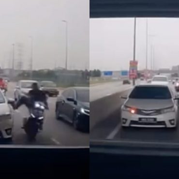 Penunggang Motosikal Dapat Malu, Sakit Selepas Tendang Kereta