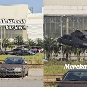 Helikopter Mendarat Sebelah Terminal Bas Kota Bharu Curi Tumpuan Ramai