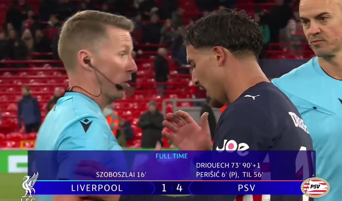 UCL: Liverpool Dimalukan PSV Di Anfield 1-4
