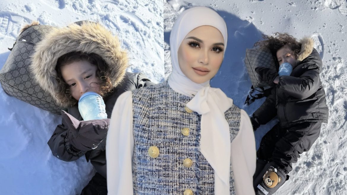 [VIDEO] Anak Anzalna Nasir Selamba Minum Susu Sambil Baring Atas Salji – ‘Mummy Layankan, Tidur Alas Beg Gucci’