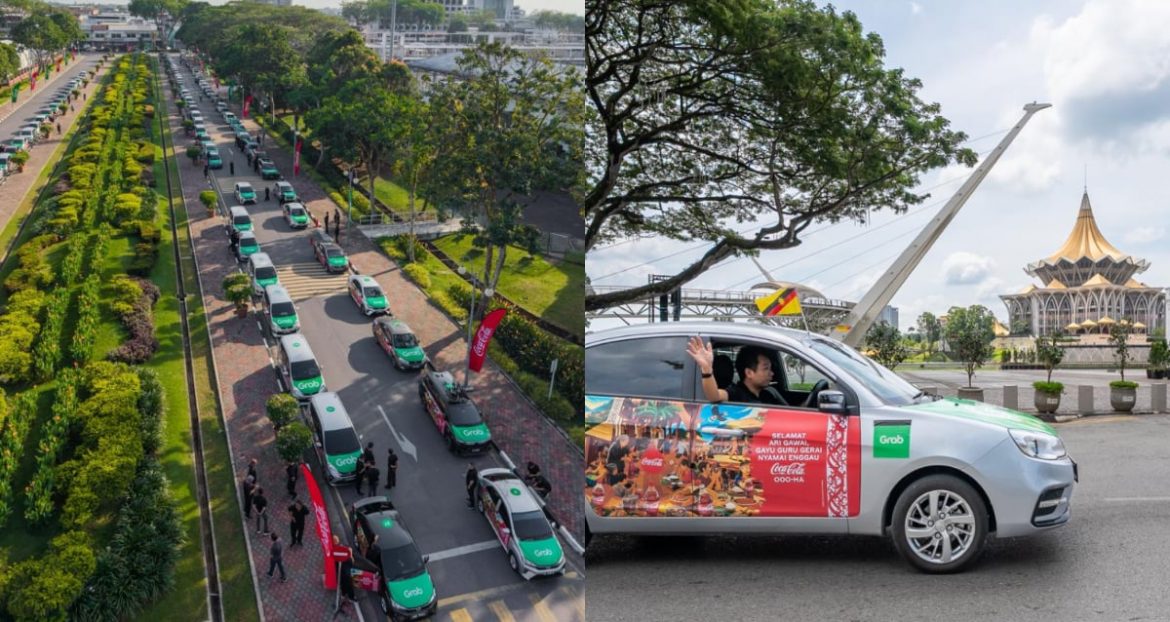 Grab Malaysia & Coca-Cola Cipta Rekod Malaysia Dengan Konvoi 100 GrabCar Sempena Gawai Di Kuching
